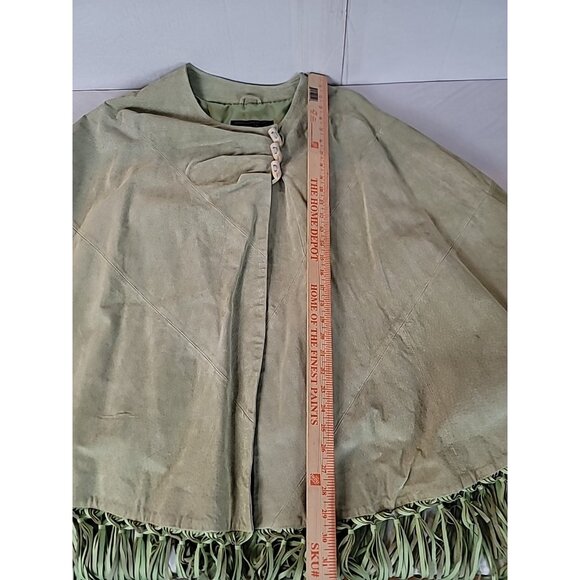 Terry Lewis Classic Luxurie Women Suede Leather Fringe Cape One Size Mint Green - Picture 7 of 14